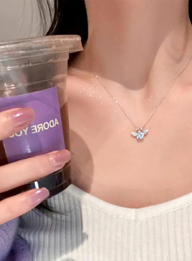 天使之翼闪钻皇冠项链女ins小众轻奢气质甜美酷辣妹少女心锁骨链