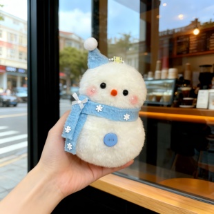 可爱毛绒雪人圣诞学生礼物包挂件情侣公仔毛绒玩偶钥匙扣手机链潮