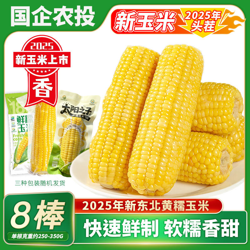 农投集团正宗东北黄糯玉米大棒新鲜玉米软糯香甜粘苞米真空装粗粮