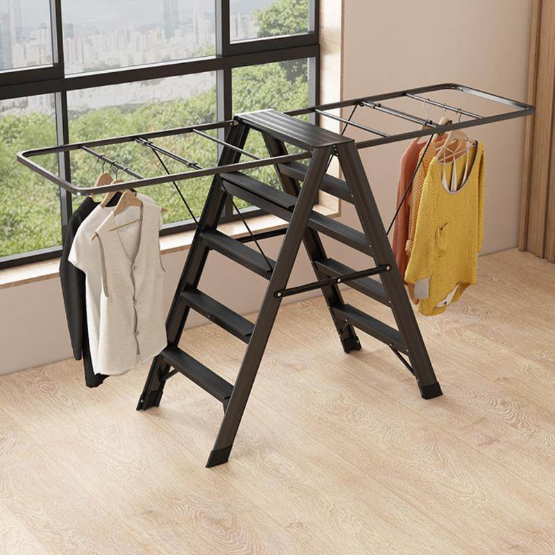多功能梯子晾衣架两用落地折叠家用室内加厚铝合金楼梯人字晾晒梯