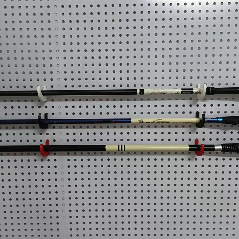 16 25圆孔洞洞板配件 挂钩鱼竿收纳支架路亚杆架展示架渔具摆放架