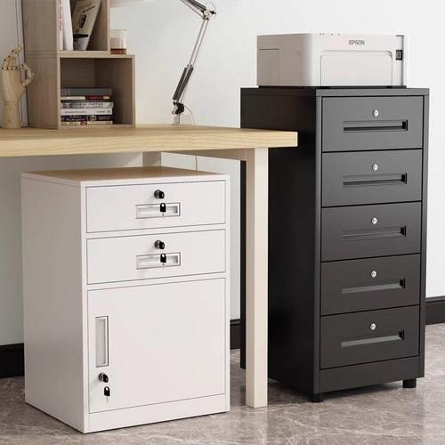 铁皮文件柜密码矮柜办公室桌下活动抽屉柜资料收纳带锁储物小柜子