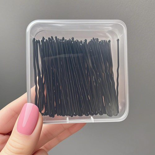 100支透明PP方盒装黑色发夹一字夹弧形小黑卡子头饰钢夹边夹发卡