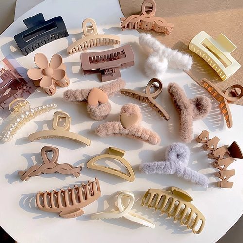 秋冬新款毛绒抓夹女后脑勺高级感鲨鱼夹大号发夹毛毛韩式发卡头饰