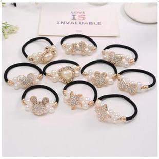 发圈头绳气质直销 镶钻水钻头饰发饰混批 1860 珍珠发绳