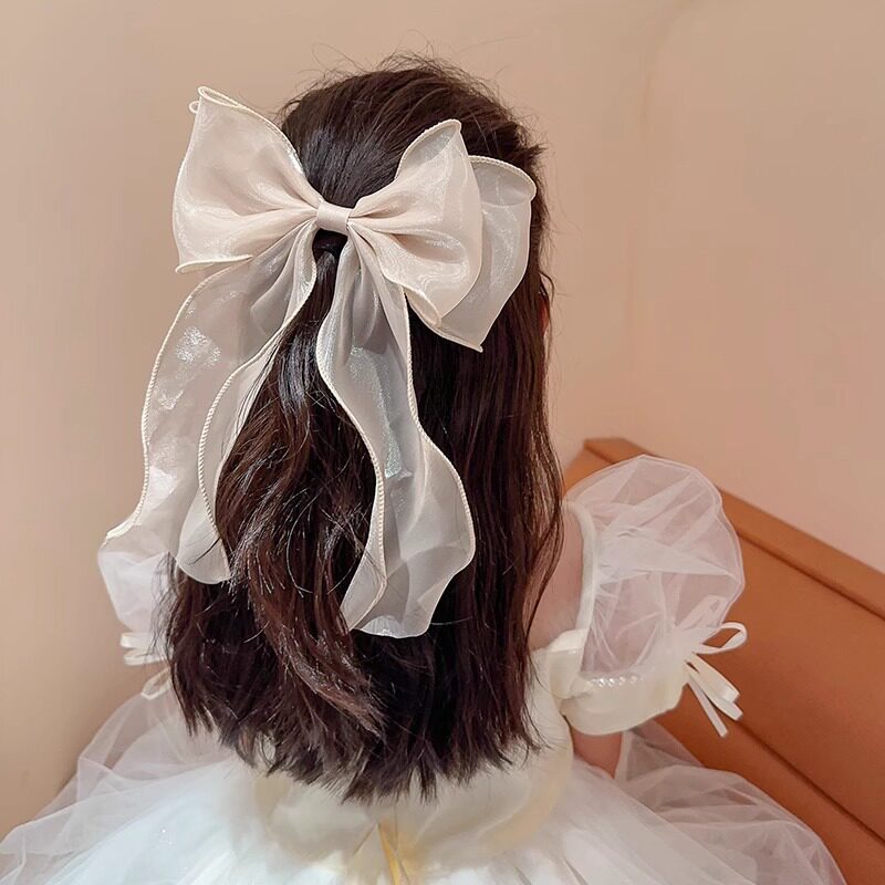 珠光公主新款后脑勺蝴蝶结发夹宝宝女童发饰女儿童发卡头饰