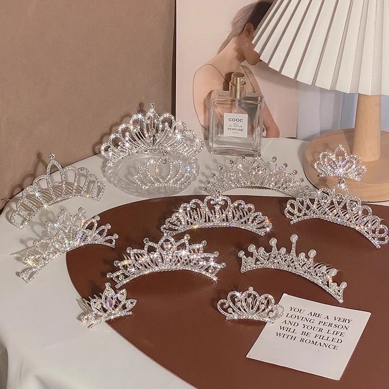 儿童高端皇冠头饰公主水钻王冠插梳表演发梳韩式高级感发卡