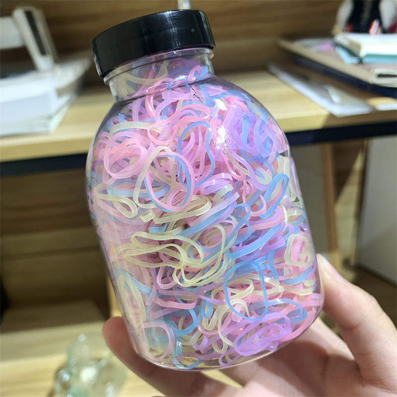 儿童一次性皮筋弹性好发橡皮筋罐装扎头发彩色发圈头绳新款