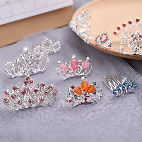 儿童演出表演发饰头饰可爱公主水晶水钻皇冠王冠发梳插梳饰品