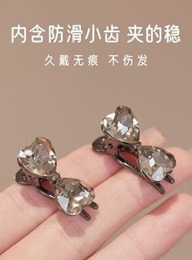 小号水钻蝴蝶结侧边鸭嘴夹仿水晶发卡高级感发夹刘海夹发饰品