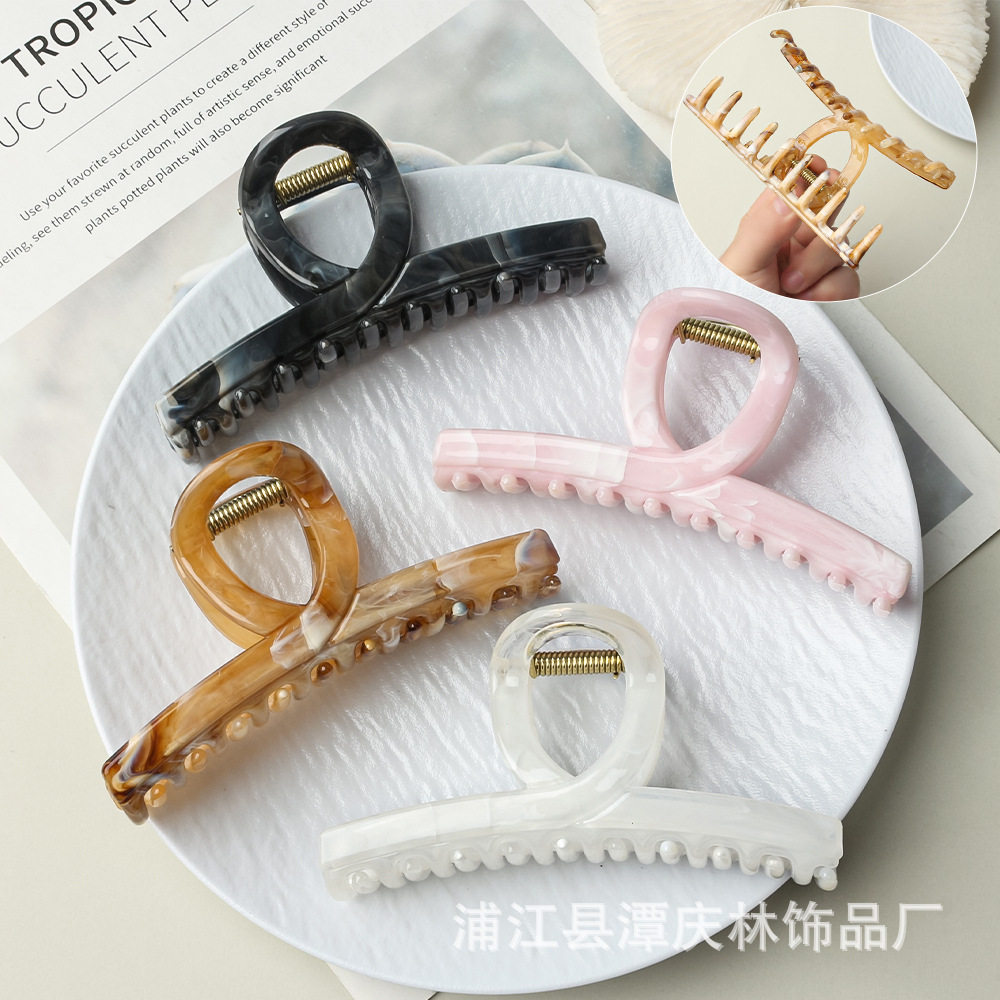 精美花色水墨色抓夹女后脑勺盘发发夹高级感鲨鱼夹高级感饰品发饰