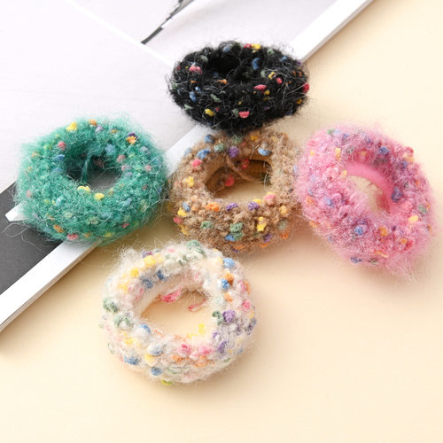 甜美可爱小香风毛线针织发圈高弹力毛巾圈发绳高马尾头绳发饰秋冬