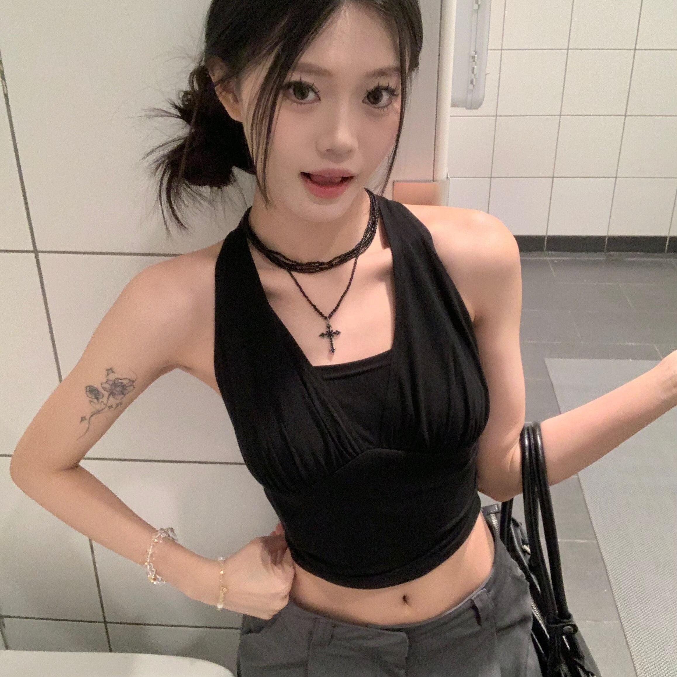复古暗黑辣妹十字架多层叠戴项链