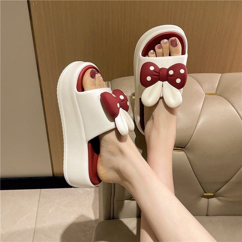 防滑一字拖女夏季时尚外穿松糕厚底增高沙滩可爱蝴蝶结兔耳凉拖鞋,居家布艺,居家凉拖/凉鞋,淘宝优惠券,粉丝福利购,淘宝优惠卷