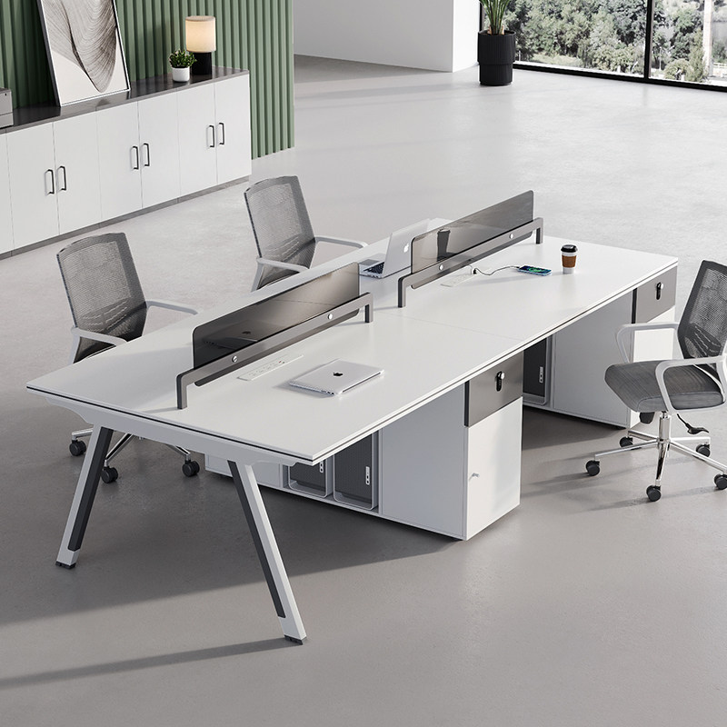 办公桌员工位四人工位简约现代面对面电脑桌带插座办公室桌椅组合
