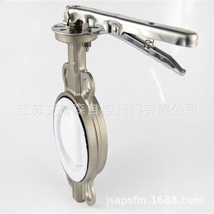 不锈钢衬氟蝶阀/D71F-16P不锈钢手柄式对夹衬氟蝶阀DN50DN65蝶