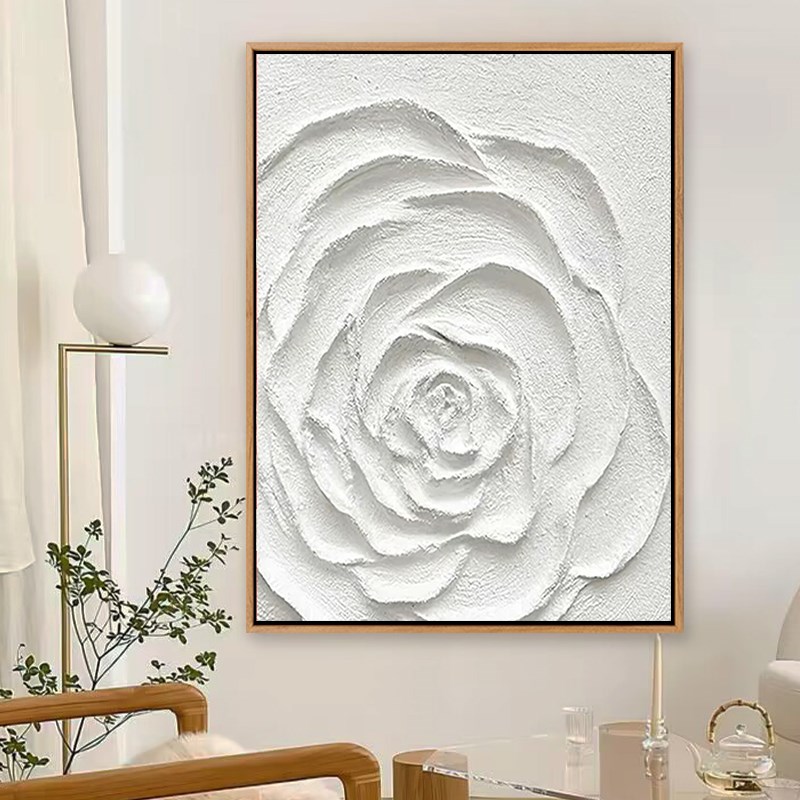 奶油玫瑰花卉立体肌理画diy数字油画手工填色石英砂丙烯挂装饰画图片