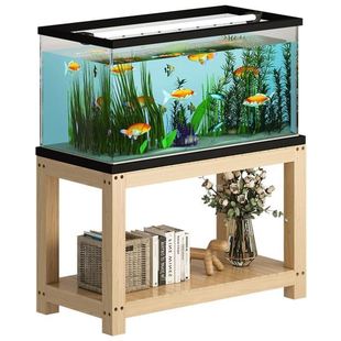 多层鱼缸底座实木置物托架底柜鱼缸实木架子家用二层周转箱三层