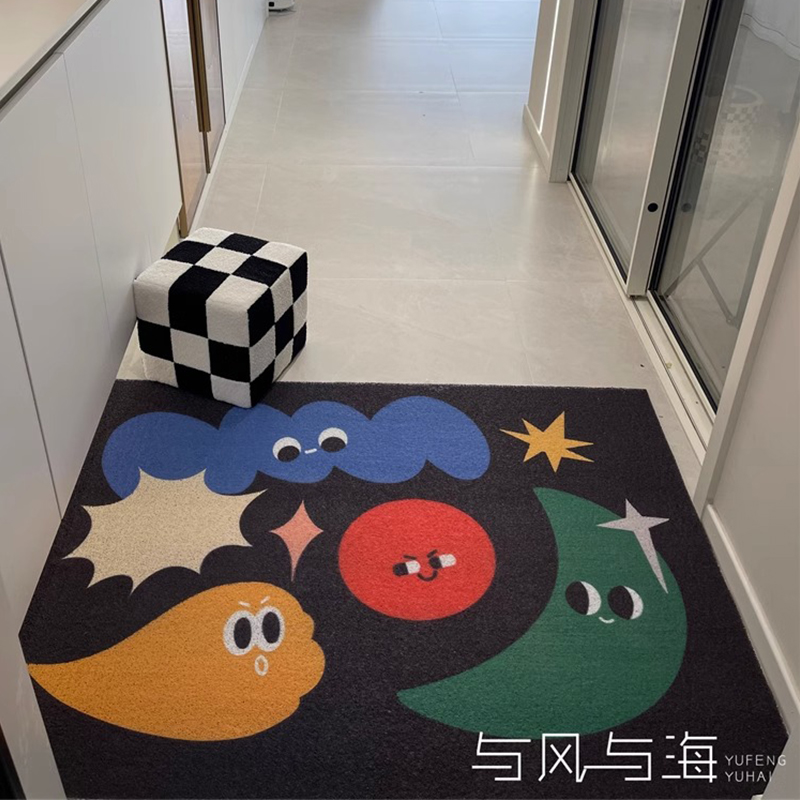 与风与海入户地垫防滑家用卡通地毯丝圈进门垫玄关脚垫耐脏可裁剪