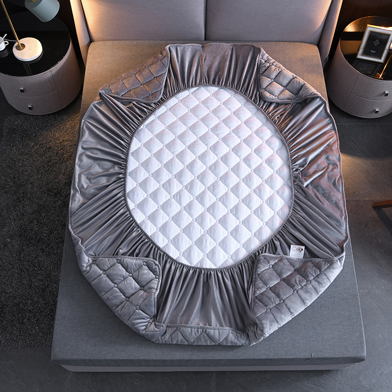 水晶绒夹棉床笠单件防尘加厚保暖珊瑚绒席梦思保护套床罩全包定制