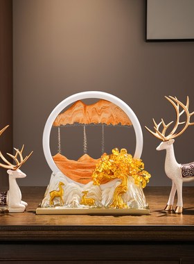 招财鹿流沙画摆件客厅酒柜电视柜玄关家居装饰品新房乔迁新居礼品