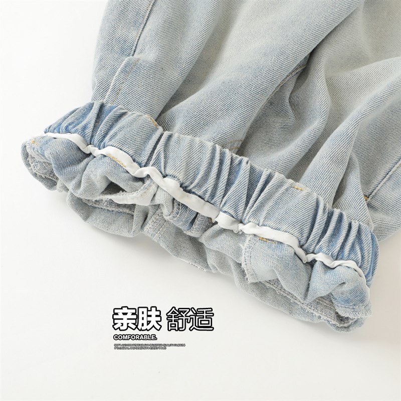 右欧女童牛仔裤洋气时尚童装2025春季新款儿童裤子宽松男童休闲裤