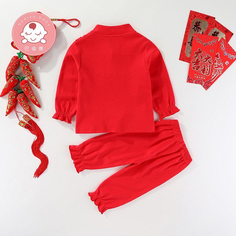 女宝宝1一2周岁礼服秋季套装春夏装婴儿新年装拜年满月百天日衣服