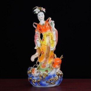 小龙女陶瓷神像18寸佛像摆件居家供奉龙王之女龙女神像凤凰女神像