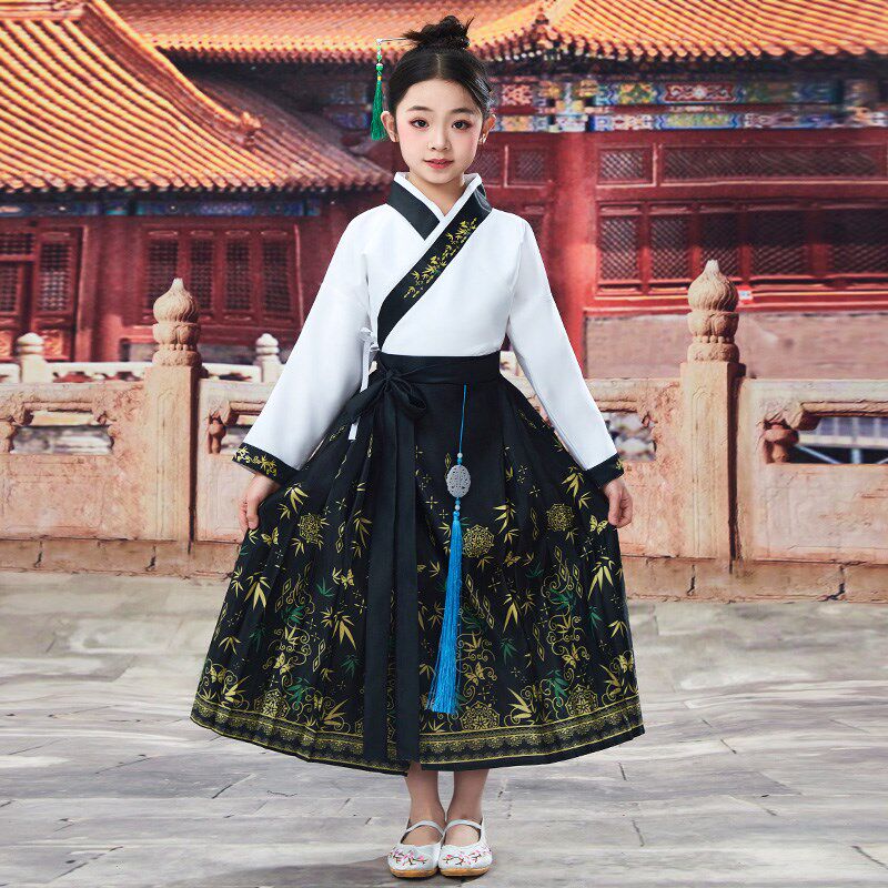 中国风儿童马面裙套装男女童六一国学汉服朗诵演出服男童古风唐装