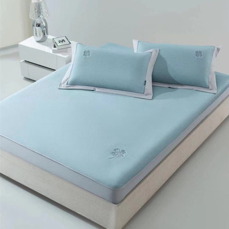 高端抗菌凉感席三件套A类可水洗海洋丝凉席双人夏季软席子床笠款
