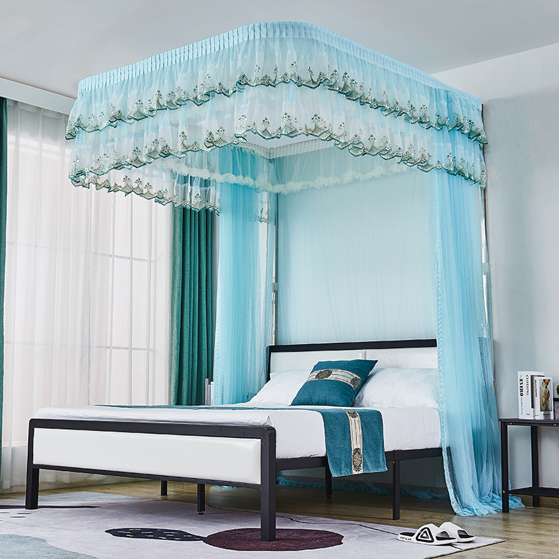 升降u型1.5m1.8米导轨蚊帐家用加密加厚婚房轨道支架宫廷公主新款