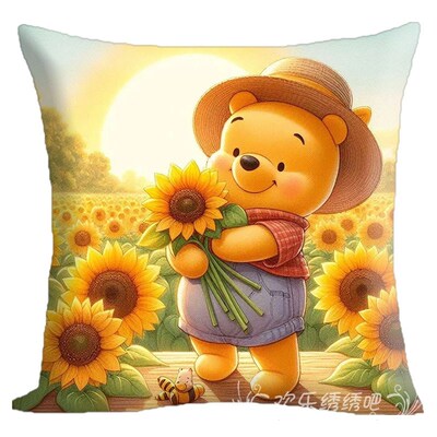 卡通维尼熊抱枕十字绣2024新款线绣客厅高端自己绣手工礼物半成品