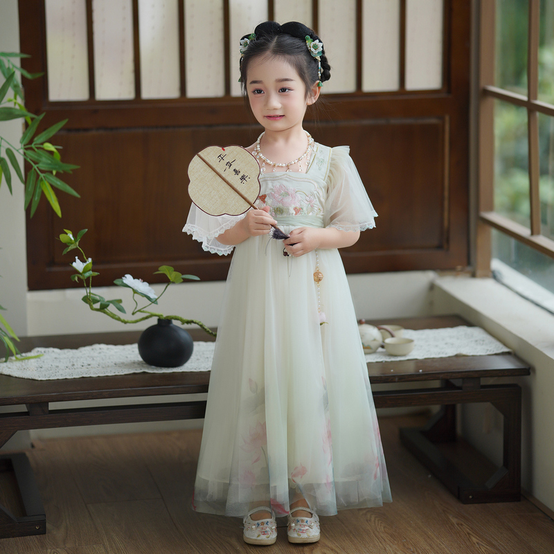 女童夏季汉服裙2024新款洋气中大童新中式连衣裙女孩国风夏装裙子