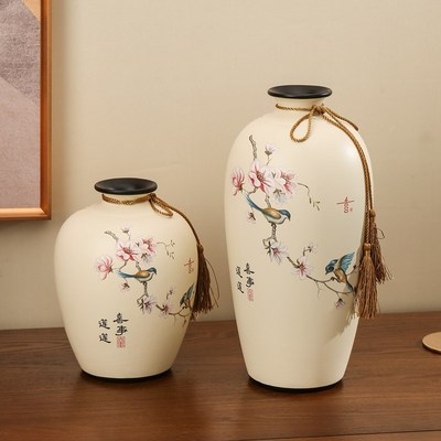 新中式古装国风玄关客厅电视柜茶室摆件花瓶新家家居装饰品三件套