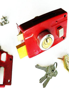 101型外装门锁保险门锁防盗锁老式木门铁门方形红色大门防盗锁