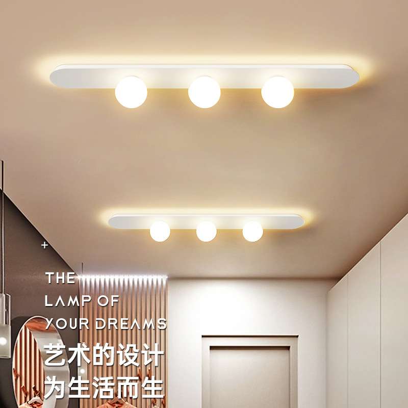 北欧过道灯长条入户门玄关灯客厅走廊灯具前台直播间装饰吸顶灯