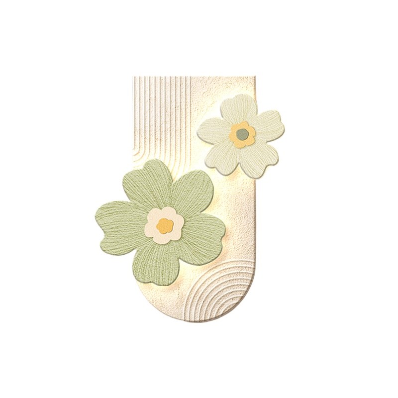 奶油风入户玄关装饰画3D立体花卉走廊过道壁画led灯砂岩客厅挂画