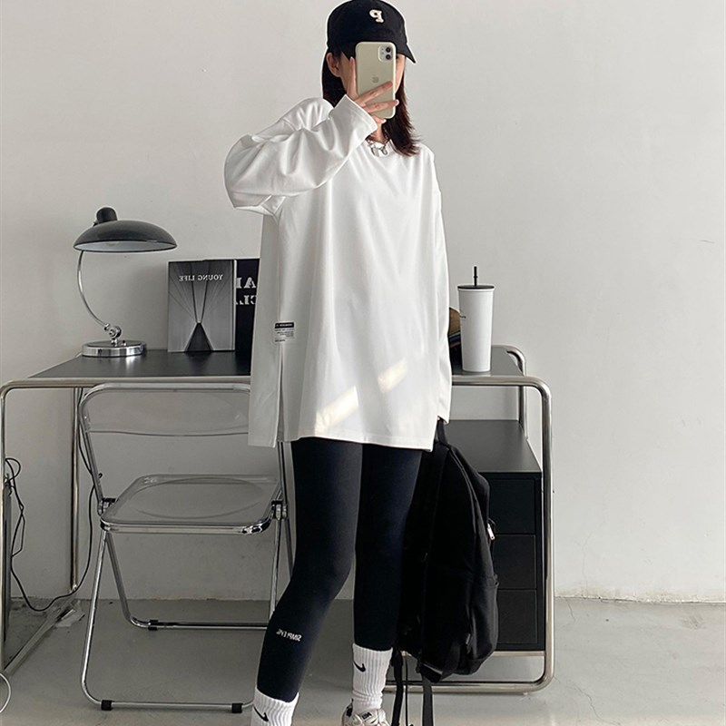 sun柚 升级保暖德绒打底衫女春秋冬加厚内搭宽松白色长袖t恤上衣