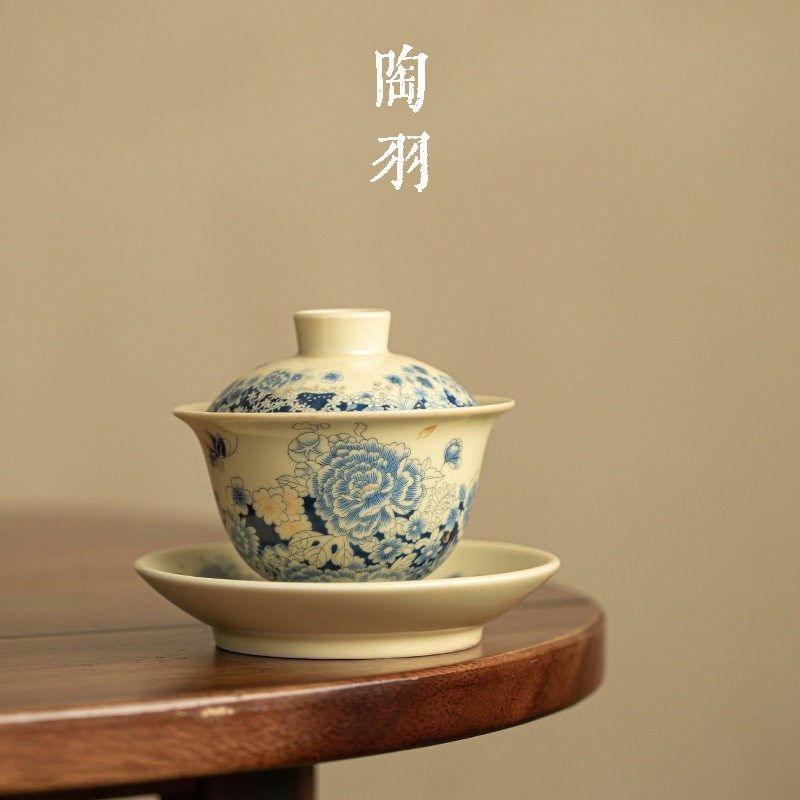 兰彩万花三才盖碗陶瓷家用锦上添花泡茶碗功夫茶盏单个装高档茶碗,餐饮具,盖碗,淘宝优惠券,粉丝福利购,淘宝优惠卷