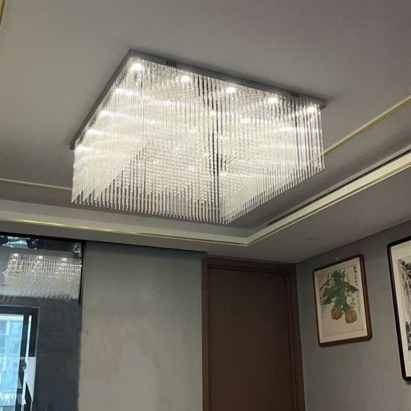 长方形客厅餐厅水晶灯定制宴会厅别墅酒店大堂灯过道会议室大厅灯