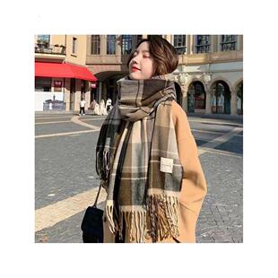 2025新款美拉德围巾女秋冬季韩版百搭高级格子披肩情侣围脖男保暖