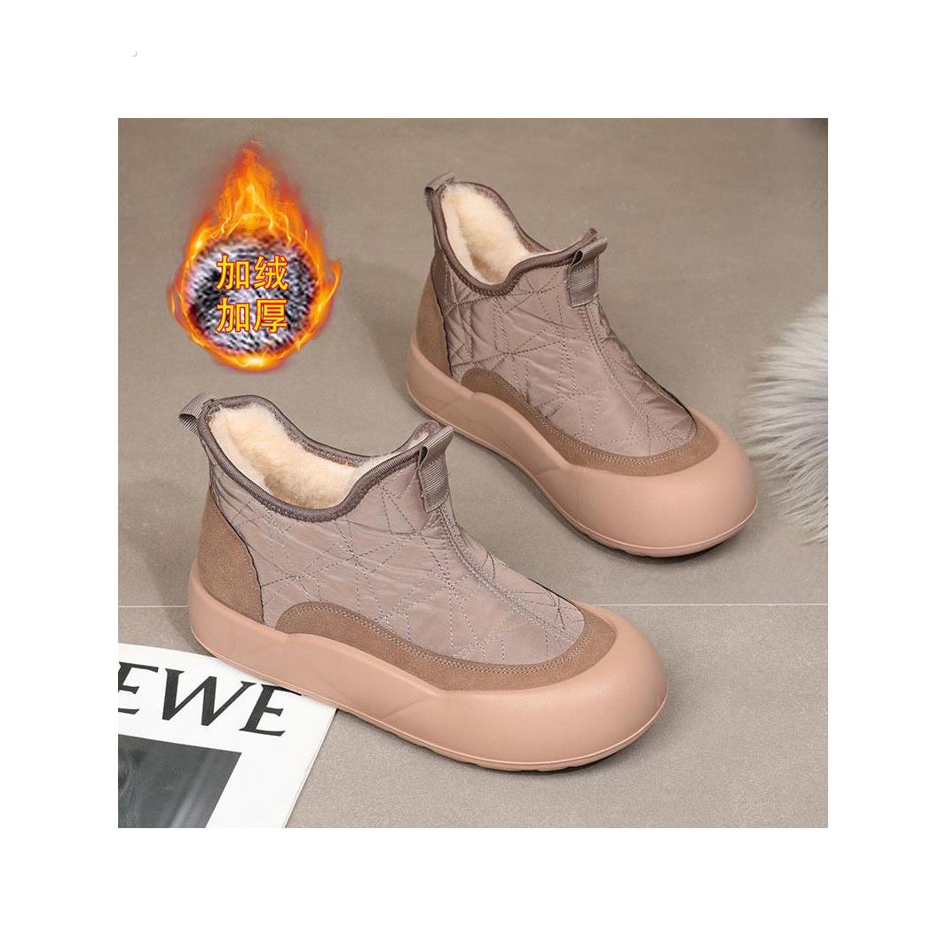 2025冬季新款加绒加厚保暖高帮保暖妈妈棉鞋时尚休闲雪地靴一脚蹬