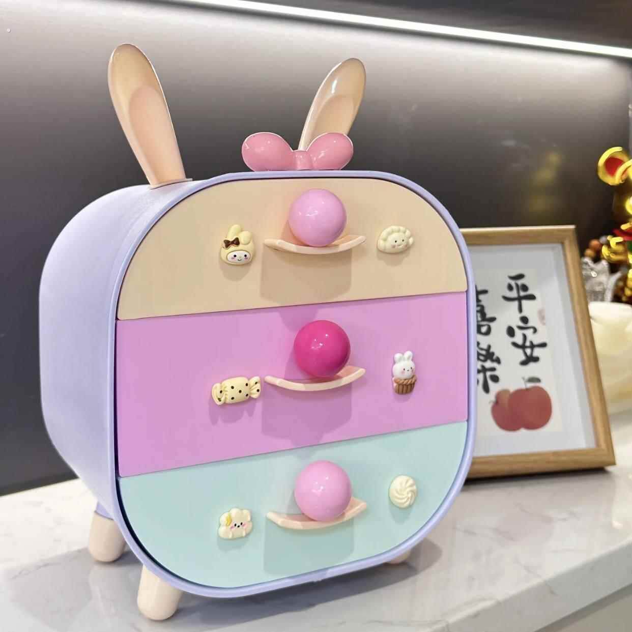 【新家的100个快递】小兔多层抽屉式收纳盒桌面化妆品发圈储物盒