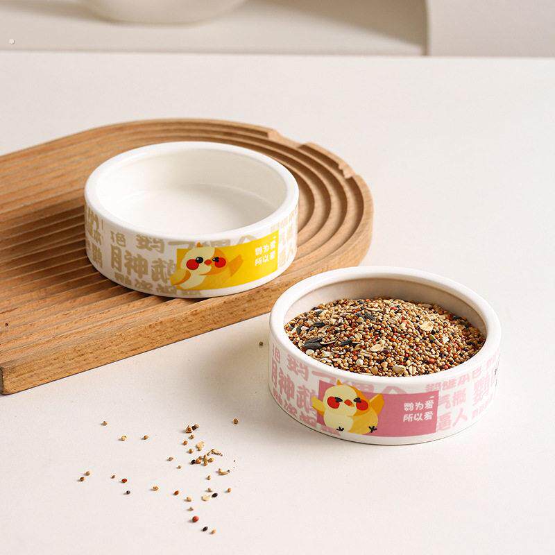 宠物鹦鹉食盒食碗喂食器大容量陶瓷小碗食盆食罐喂鸟器防溅吃饭碗