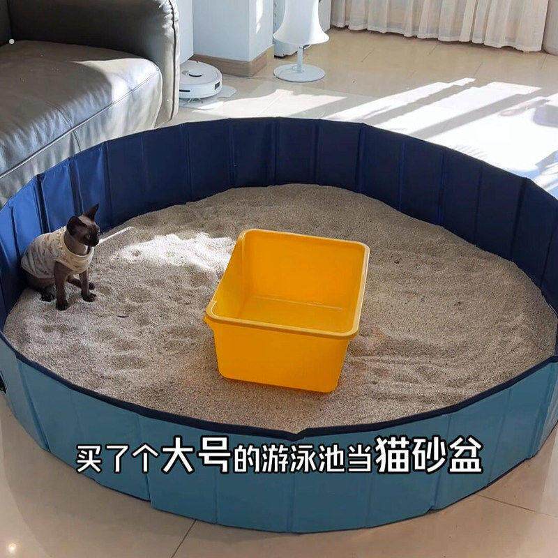 出远门猫砂盆超大号防外溅防水便携简易猫沙盆临时猫盆厕所猫屎盆