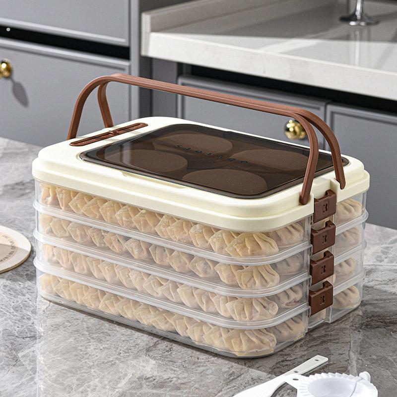 家用冷冻水饺盒多层带盖子食物收纳盒透明大容量水饺收纳盒冷冻盒