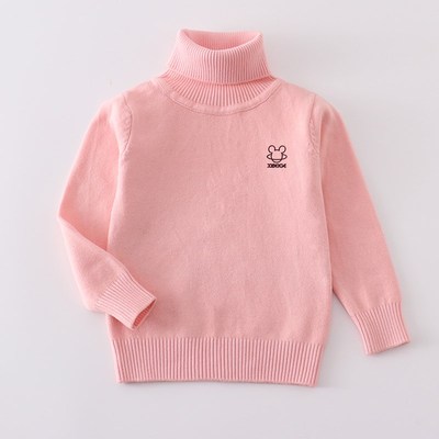 儿童高领毛衣秋冬款加绒加厚套头打底衫男女童宝宝中大童纯棉线衫
