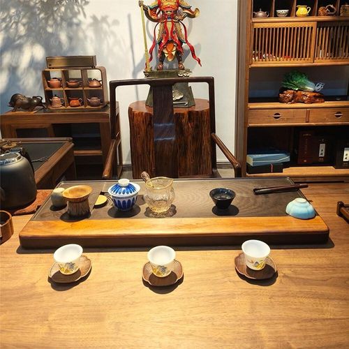 新中式禅意北美黑胡桃白蜡木茶桌椅茶台办公室茶室酒店民宿泡茶桌
