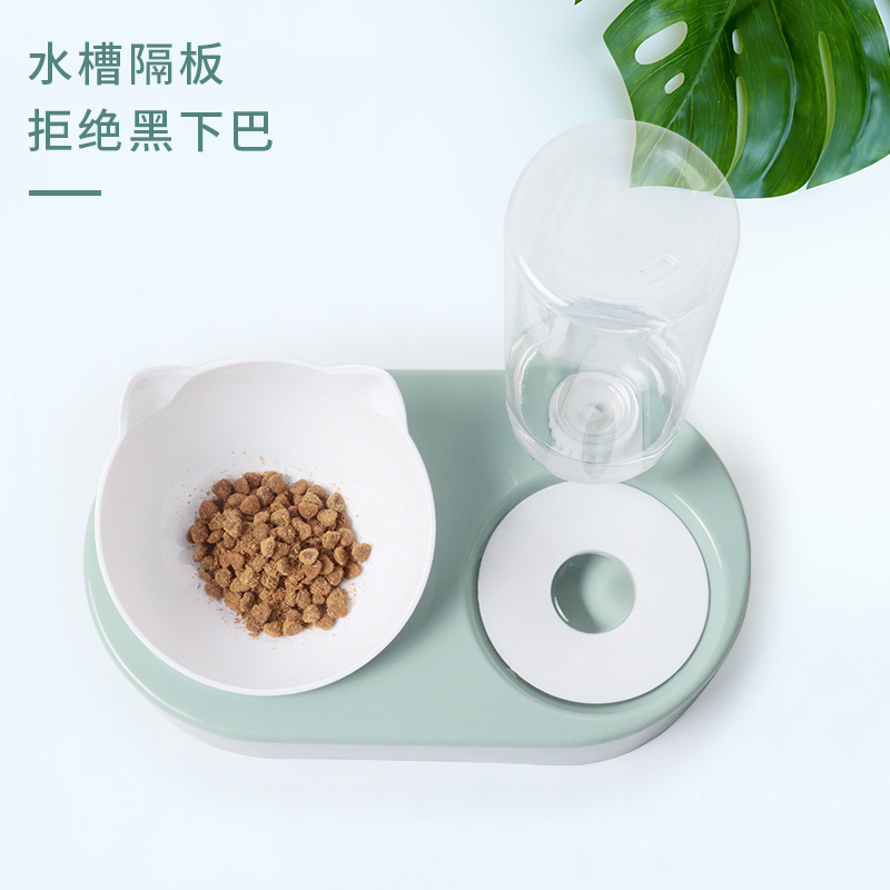 猫咪饮水机流动不插电饮水神器吃饭喝水一体自动双碗宠物猫咪食盆