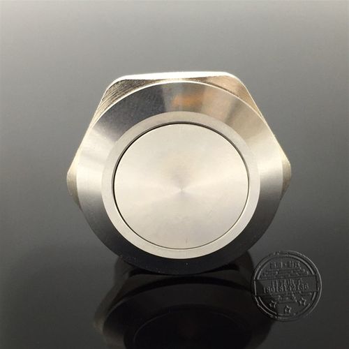 25mm金属按钮自复位开关不锈钢启动点动门铃按钮1开1闭银触点防水